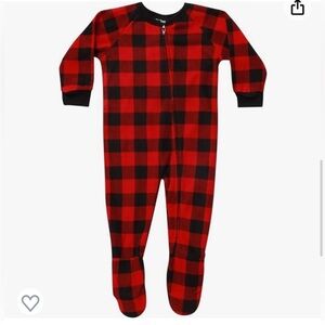 Toddler Buffalo Plaid Footed Sleeper Onesie - Red Black Plaid